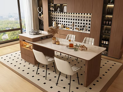 Middle Ancient Style Island Table and Chair Restaurant 3d model