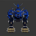 Blue Mechanical Beast Character With Yellow Eyes Sharp Claws And Spiked Tail 3d model