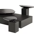 Modern Coffee Table With Marble Top And Black Geometric Base For Home Interior 3d model