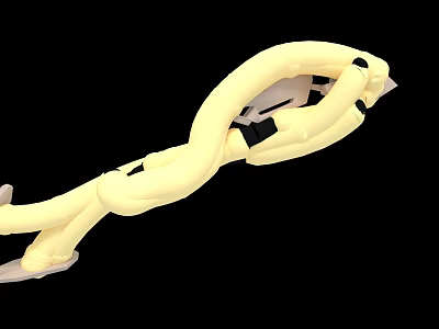 Yellow Industrial Equipment With Flexible Curved Structure And Black Connectors 3d model