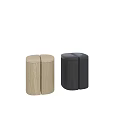 Two Modern Sofa Stools Light Wood And Black Cylindrical Split Design For Living Room 3d model