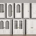White Hinged Doors Featuring Single And Double Panel With Glass Window Designs For Interior 3d model
