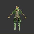 3D Sci Fi Character Model In Green Tactical Outfit With Goggles And Mechanical Gloves
