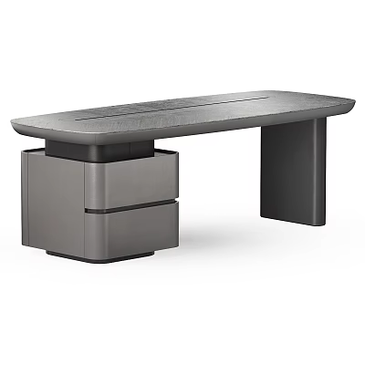 Modern Minimalist Gray Desk With Sleek Surface And Storage Drawer Sturdy Legs For Home Office 3d model
