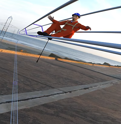 Man Sitting on Metal Pole Wearing Orange Outfit by Ocean Beach with Distant Mountains Sunset 3d model