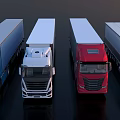Modern Functional Cargo Trucks With Various Colors Cab And Trailer Design 3d model