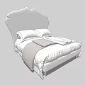 Double Bed with Curved Headboard Soft Pillows and Quilted Bedding Modern Design