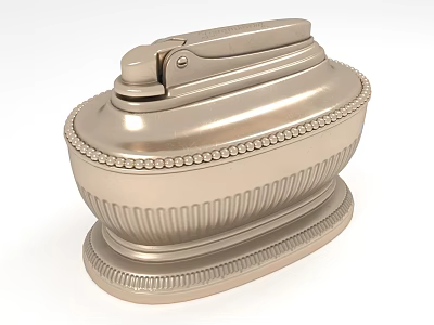 Ornate Silver Household Storage Container With Decorative Beaded Edge Lid And Ribbed Base 3d model