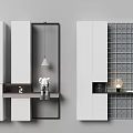 Modern White Room Divider With Storage Cabinets Grid Design Decorative Shelves And Plants