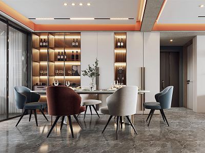 Modern Restaurant Dining Table and Chair Combination Restaurant Ornaments Sideboard Wine Cabinet Decorative Cabinet model