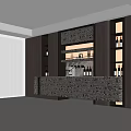 Elegant Modern Wine Cabinet With Marble Texture Layered Design And Wine Bottles