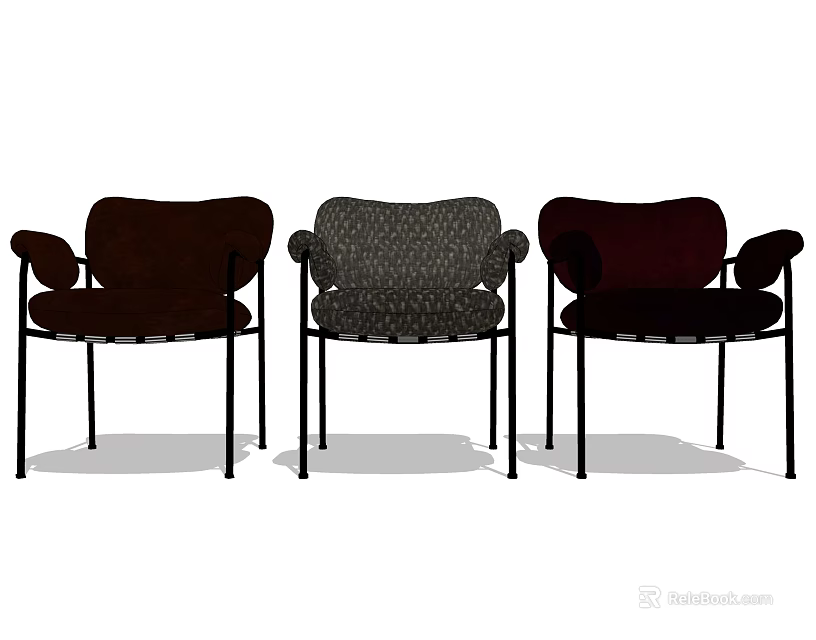 Modern Armchairs With Different Fabric Colors And Metal Legs 3d model 