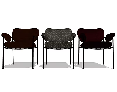 Modern Armchairs With Different Fabric Colors And Metal Legs 3d model