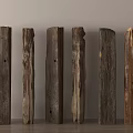 Standing Wooden Components With Various Textures And Different Colors Against Light Background 3d model