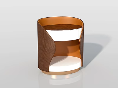 Modern Brown And White Curved Bedside Table With Two Tier Storage Design 3d model