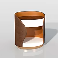 Modern Brown And White Curved Bedside Table With Two Tier Storage Design