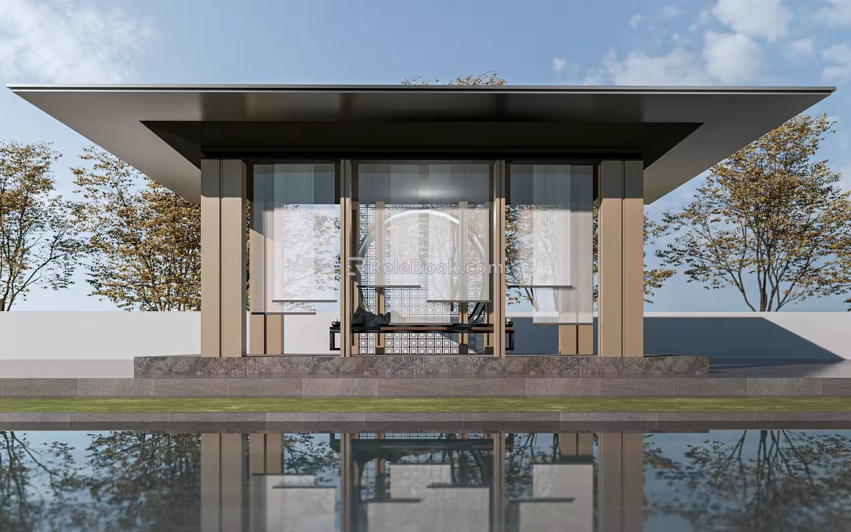 New Chinese Pavilion Landscape Pavilion Courtyard Pavilion Gazebo 3d model