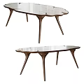 Elegant Modern Dining Table With Unique Wooden Legs And Smooth Marble Top