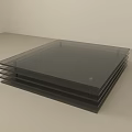 Modern Glass Coffee Table with Layered Black Structure and Sleek Design