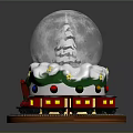 Festive Snow Globe Decor With Christmas Tree Small House Train Clock And Stars