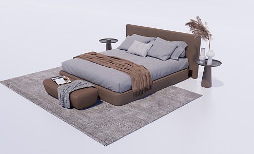 Modern Double Bed Double Bed Combination 3d model