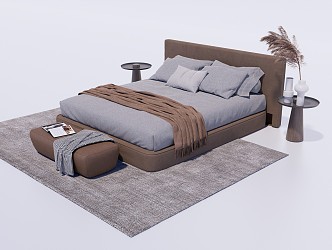 Modern Double Bed Double Bed Combination 3d model