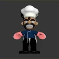 Cartoon Chef Figure With White Hat Black Hair Beard And Pink Gloves