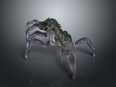 Red Eyed Armored Mythical Creature With Multiple Legs And Spiked Carapace Design 3d model