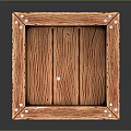 Square Wooden Crate With Natural Wood Grain And Metal Rivet Details