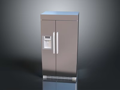 Sleek Stainless Steel Double Door Refrigerator Freezer With Water Dispenser And Modern Design 3d model