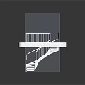 Modern White Staircase With Railing And Platform In Transparent Structure Design 3d model