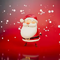 Santa Claus Character Wearing Red Hat And White Beard On Red Background With Decorative White Dots
