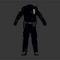 Black Leather Jacket With Dark Pants Tactical Outfit And Utility Belt Details