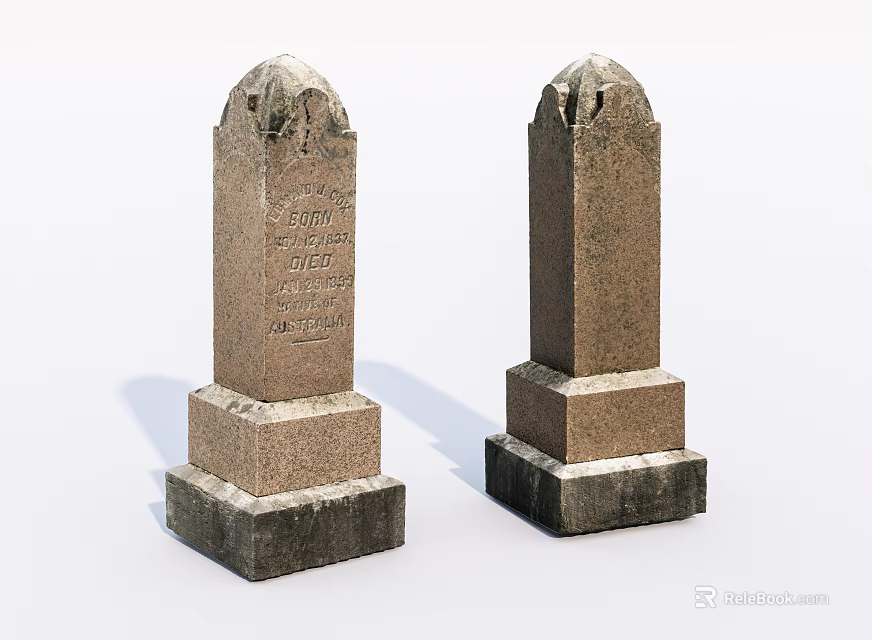 Rough Stone And Wood Pillars With Detailed Carvings And Strong Bases 3d model 