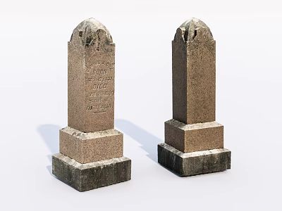 Rough Stone And Wood Pillars With Detailed Carvings And Strong Bases 3d model