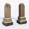 Rough Stone And Wood Pillars With Detailed Carvings And Strong Bases