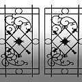 Wrought Iron Partition With Ornate Symmetrical Patterns Curved Scrolls And Star Center