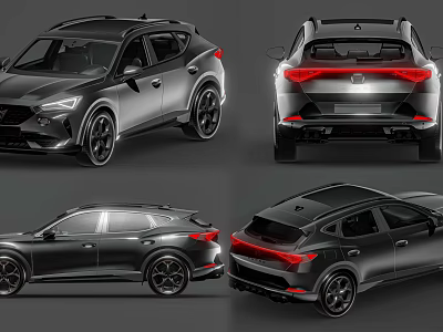 Black Sporty SUV Car Exterior Showcased In Multiple Front Rear And Side Views 3d model