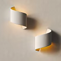 Modern Curved White Wall Lamps With Warm Light Illuminating Wall Surface 3d model