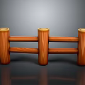 Wooden Outdoor Garden Fence With Cylindrical Posts And Horizontal Rails