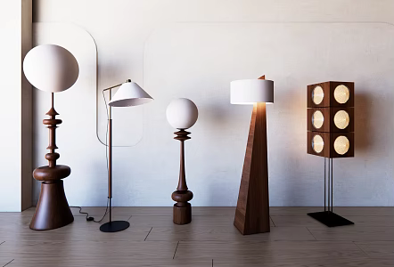 Quiet Ancient Floor Lamp Floor Lamp Combination Wooden Floor Lamp Sunset Lamp 3d model