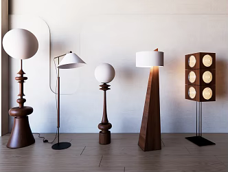 Quiet Ancient Floor Lamp Floor Lamp Combination Wooden Floor Lamp Sunset Lamp 3d model
