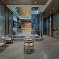 Luxurious SPA Sauna Interior Design With Marble Walls Wooden Ceiling And Relaxation Seating