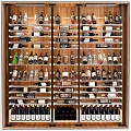 Stylish Wine Cabinet With Neatly Arranged Various Wine Bottles And Glasses