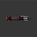 Futuristic Sci Fi Weapon With Red And Silver Body Glowing Orange Accents And Mechanical Structure