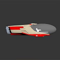 Modern Red and White Streamlined Water Vehicle with Transparent Windshield and Open Cockpit Design