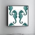 Watercolor Plant Painting with Pine Needles and Pine Cones in Black Frame on White Background