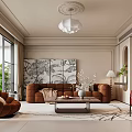 Elegant Living and Dining Room Interior Design With TV Sofa Chairs Mirror Plant and Window