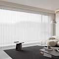 Modern Living Room With White Venetian Blinds On Large Window And Comfortable Sofa
