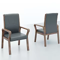 Gray Office Chair With Wooden Armrests And Legs For Modern Workspace
